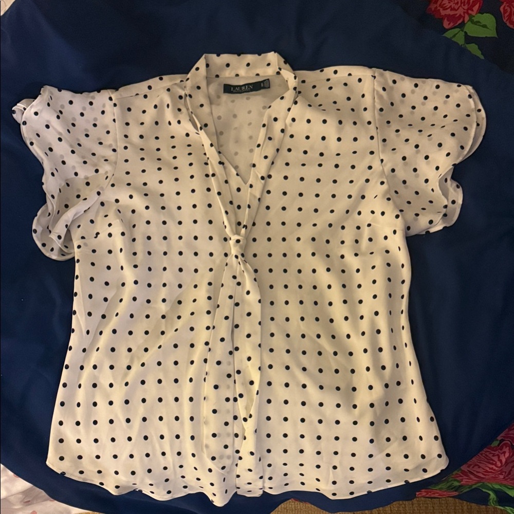 Lauren Ralph Lauren Black and White Polka Dot Top